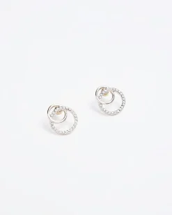Rose Gold Double Ring Stud Earrings