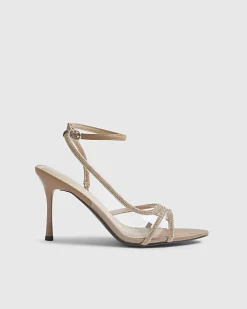 Rose Gold Embellished Heeled Sandals