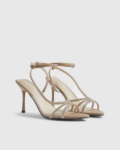 Rose Gold Embellished Heeled Sandals