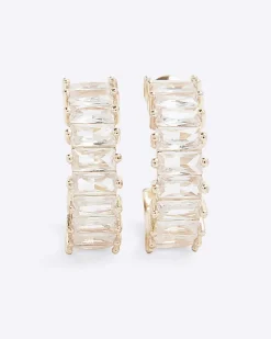 Rose Gold Hoop Diamond Simulant Earrings