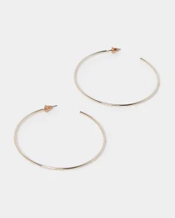 Rose gold thin hoop earrings