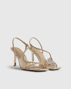 Rose Gold Wide Fit Perspex Diamante Heels