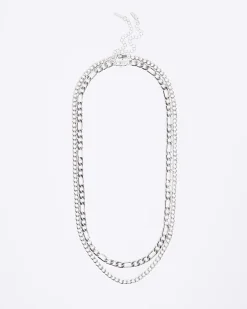 Silver 2 Row Chain Necklace