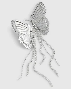 Silver Butterfly Drop Earrings