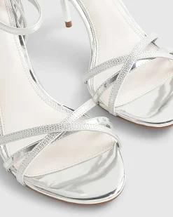 Silver Caged Back Heeled Sandals