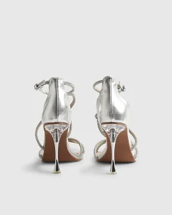 Silver Closed Back Diamante Strap Heels