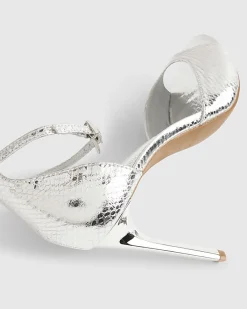 Silver Closed Back Heeled Sandals