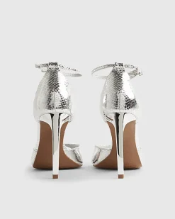 Silver Closed Back Heeled Sandals