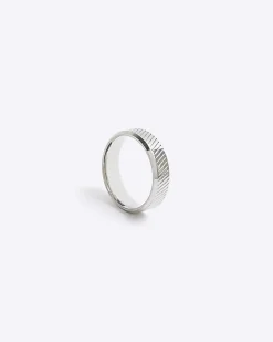 Silver colour slash ring