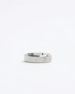 Silver colour slash ring