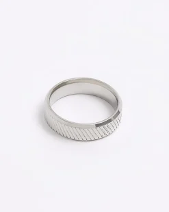 Silver colour slash ring
