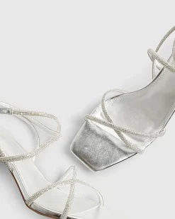 Silver Diamante Heeled Sandals