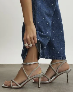 Silver Diamante Heeled Sandals