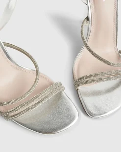 Silver Diamante Strappy Heeled Sandals