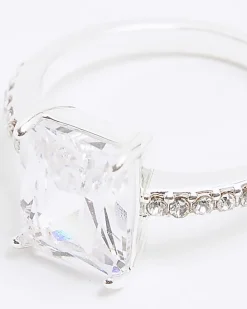 Silver Diamond Simulant Ring