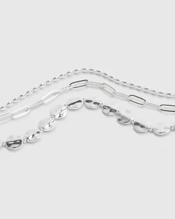Silver Disc Anklet 3 Pack