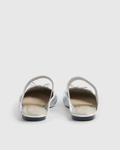 Silver Elastic Strap Backless Ballet Flats