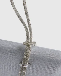 Silver Knotted Handle Clutch Bag