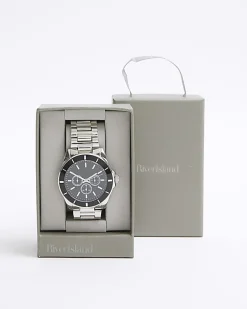 Silver Metal Black Dial Watch