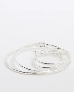 Silver Mixed Hoop Earrings Pack of 3