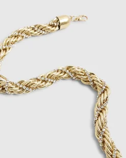 Silver Mixed Metal Twist Rope Collar Necklace