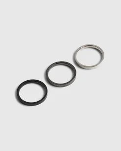 Silver Multi Steel Skinny Pack Of 3 Rings