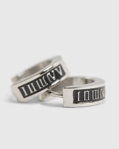 Silver Numerals Hoop Earrings