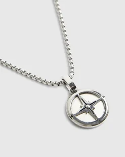 Silver Steel Compass Necklace