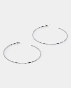 Silver thin hoop earrings