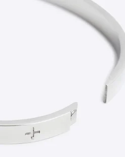Steel Metal Rhodium Circle Bangle