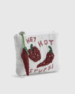 White Beaded Chilli Pouch