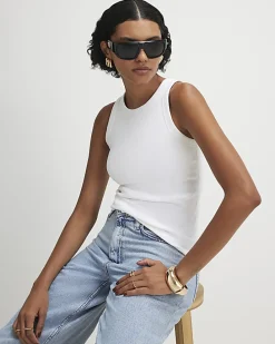 White Built In Bra Vest Top