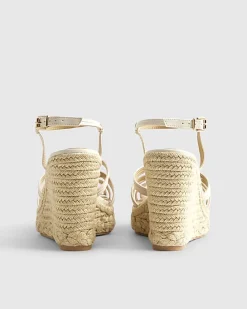 White Caged Wedge Heel Sandals