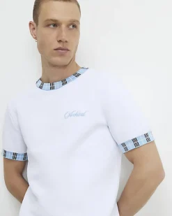 White Check Collar Knitted T-Shirt