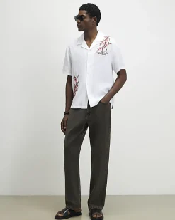 White Cherry Blossom Linen Look Shirt