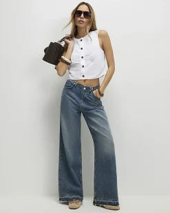 White Cotton Poplin Sleeveless Waistcoat Top
