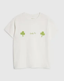 White Crochet Clover Lucky Me T-Shirt