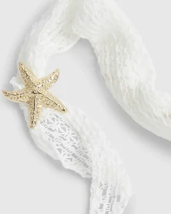 White Crochet Starfish Scarf
