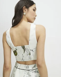 White Cropped Square Neck Bralette