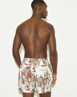 White Cuprite Japanese Dragon Swim Shorts
