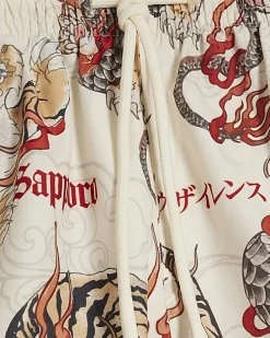 White Cuprite Japanese Dragon Swim Shorts