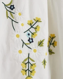White Daisy Floral Embroidered Mini Dress