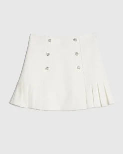 White Diamante Pleated Mini Skirt