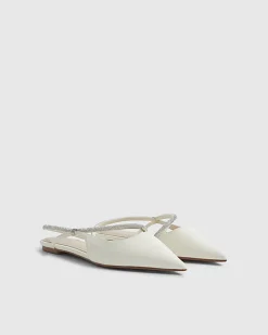 White Diamante Strap Pointed Slingback Shoes