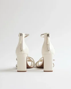 White Diamante Strappy Heeled Sandals