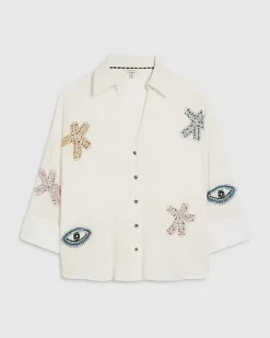 White Embellished Beach Shirt