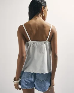 White Embroidered Cami Top