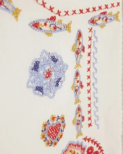 White Embroidered Long Sleeve Blouse