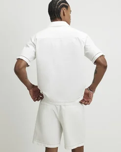White Embroidered Shorts