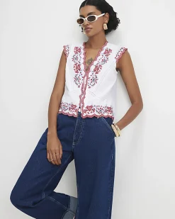 White Embroidered Waistcoat